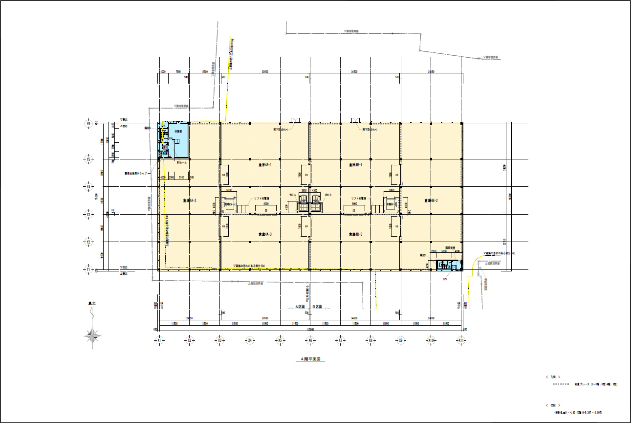 大阪府八尾市の倉庫：物流センター大阪東　４階平面図